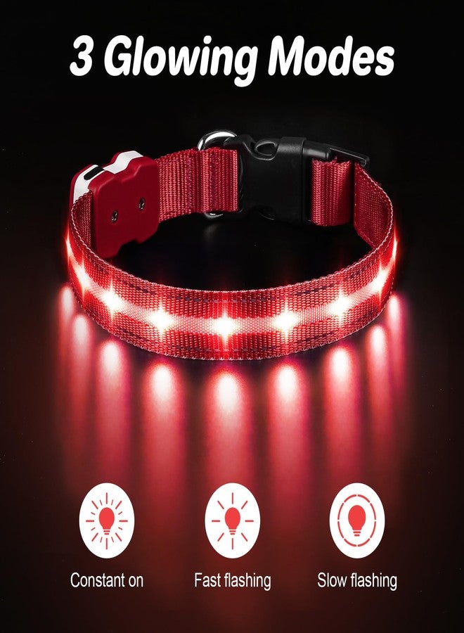 PcEoTllar Light Up Dog Collars, Led Dog Collar, Rechargeable, Night Walking, Waterproof, Glow in The Dark Dog Collars Light for Large Small Medium Dogs, Red l - Image 2